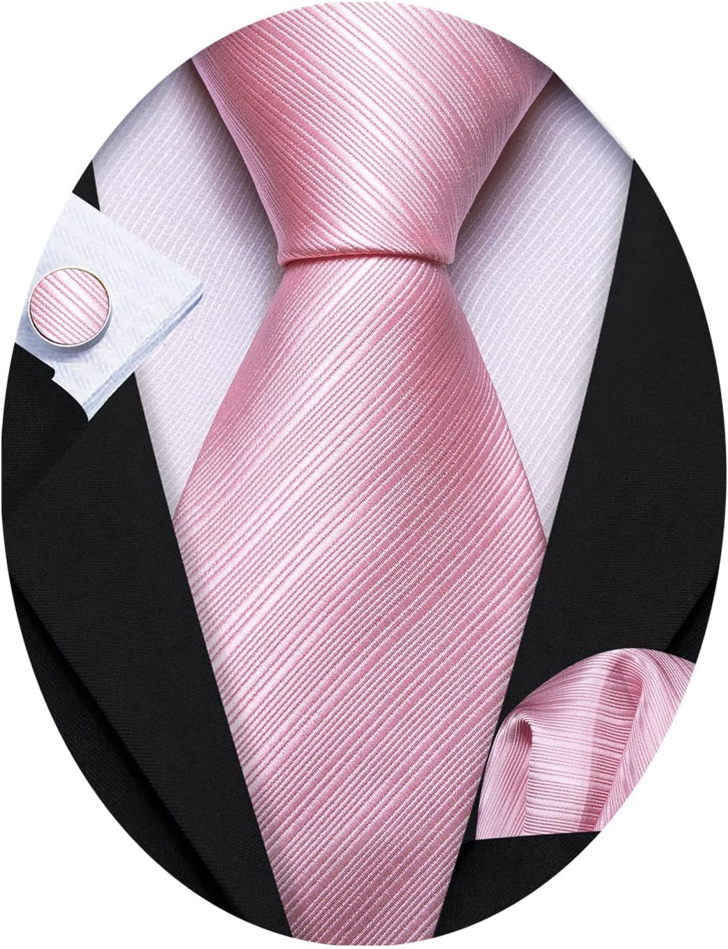 Stripe Men Ties Set Classic WOVEN Necktie with Handkerchief Cufflinks Formal