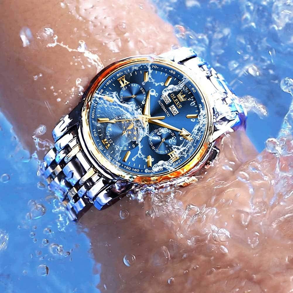 Mens Watch Automatic Mechanical Tourbillon Self Winding Luxury Stainless Steel Waterproof Luminous Date Wrist Watch