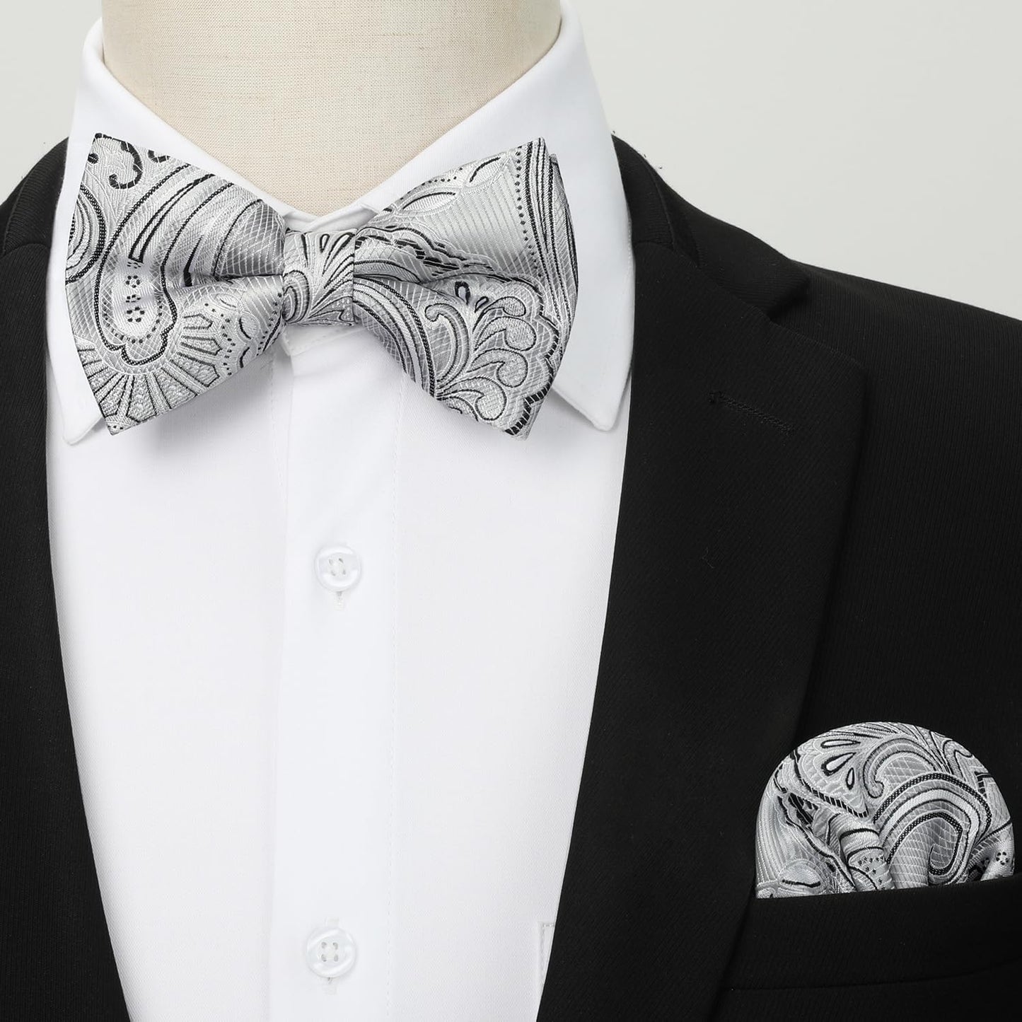 Suspenders for Men Paisley Floral Self Tied Bow Tie and Suspender Pocket Square Sets Adjustable Wedding Braces