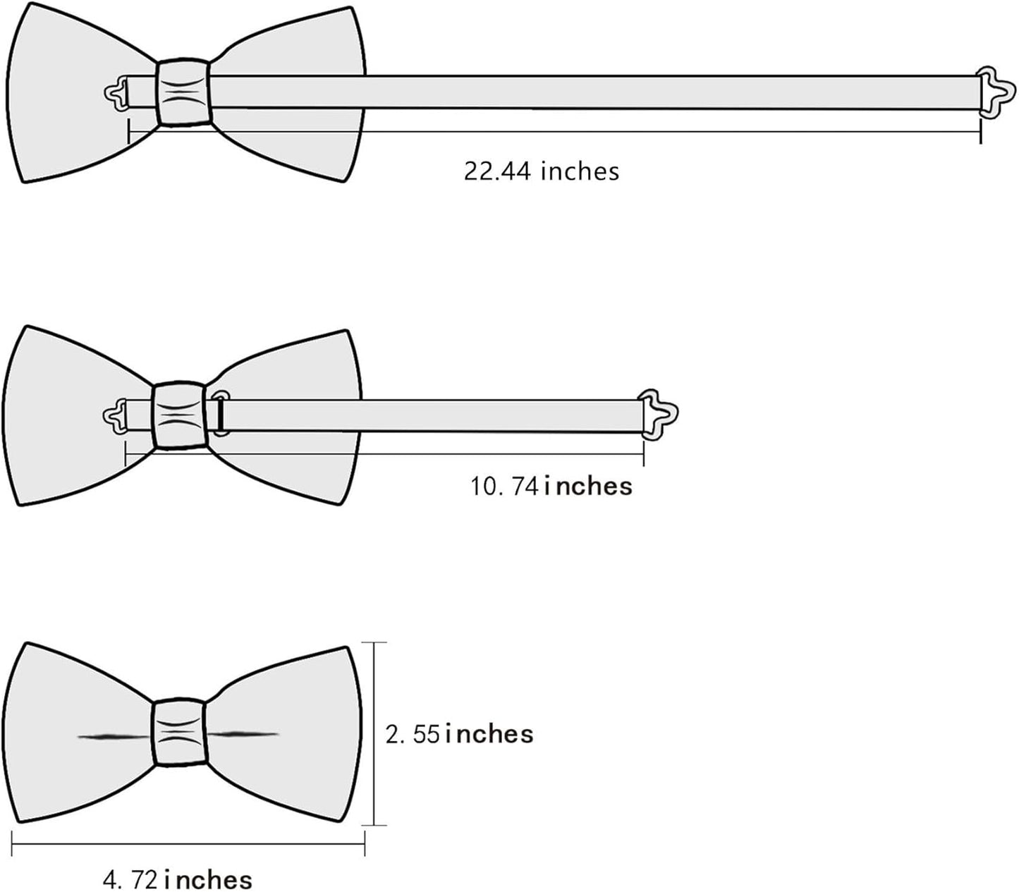 Paisley Striped Bow Tie for Men Silk Pre-Tied Bowtie Pocket Square Cufflinks Set Formal Wedding Party Prom