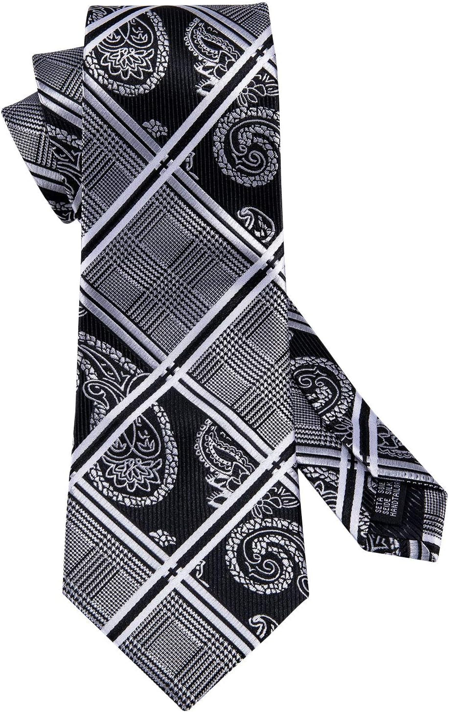 Men Ties Paisley Woven Silk Necktie Set with Pocket Suqare Cufflinks Formal