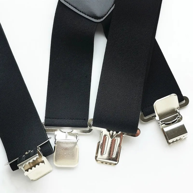 Plus Size 50Mm Wide Men Suspenders High Elastic Adjustable 4 Strong Clips Suspender Heavy Duty X Back Trousers Braces 5 Colors