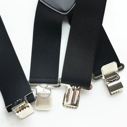 Plus Size 50Mm Wide Men Suspenders High Elastic Adjustable 4 Strong Clips Suspender Heavy Duty X Back Trousers Braces 5 Colors