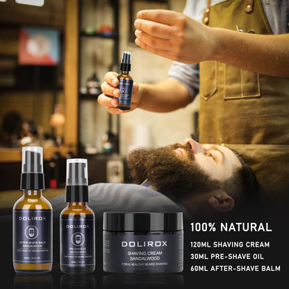 Shaving Kit for Men, Includes Straight Razor for Men, Shaving Cream, Pre Shave Oil, after Shave Balm for Men,Shaving Brush and Bowl, Beard Apron Bib, Gifts Set for Men Him Boyfriend Stocking Stuffers