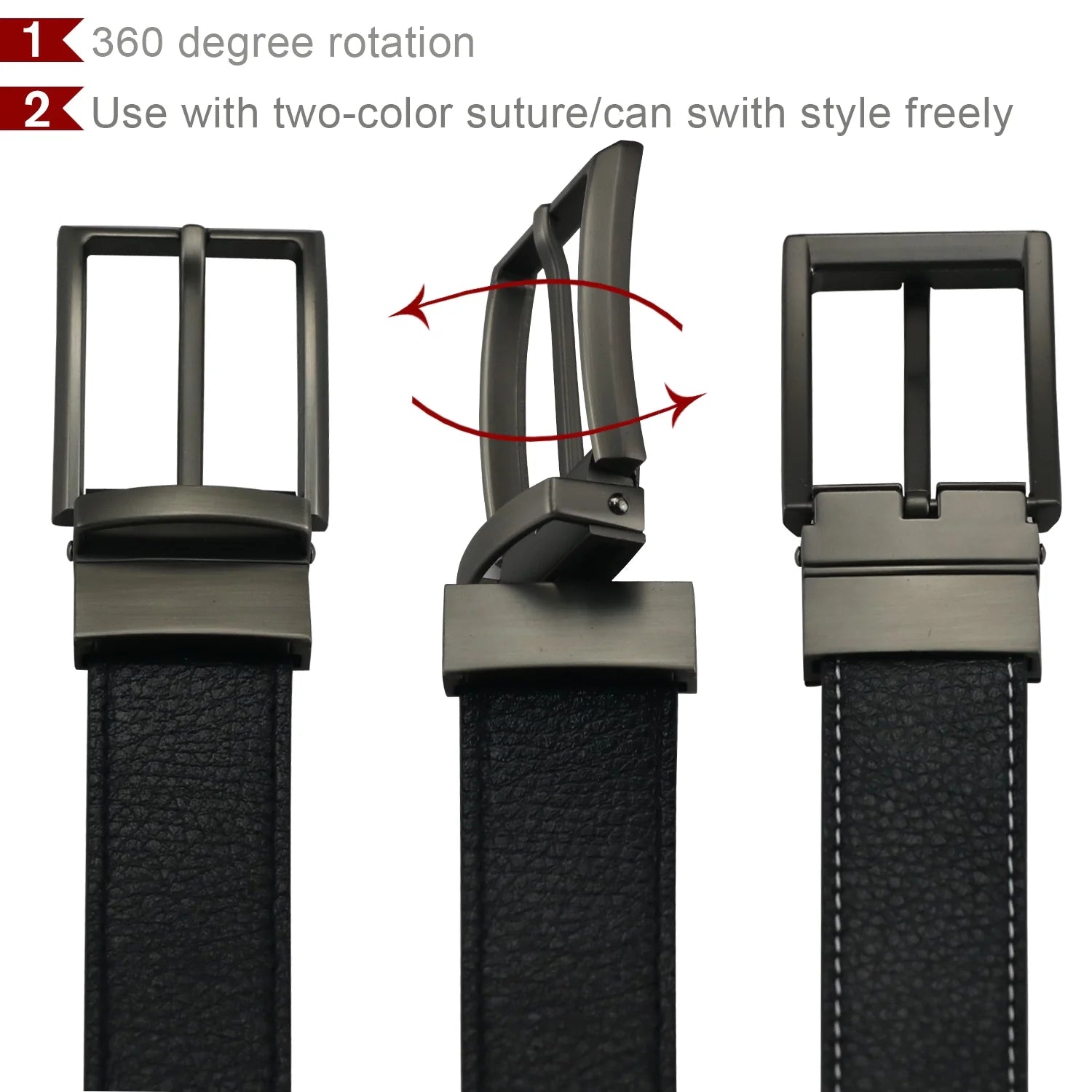 Men Belts Reversible Leather Belt Reverse for 2 Sides Dress Casual Belts for Men Fit for Waist Size 34-36"