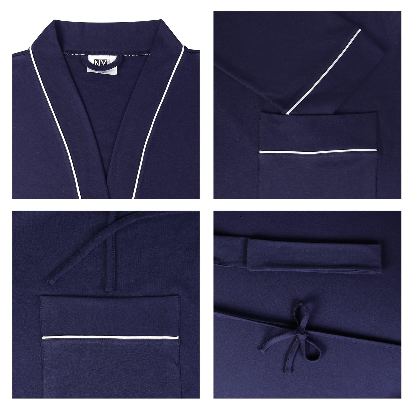 Ny Threads Men'S Robe Cotton Blend Knit Bathrobe, Large, Navy