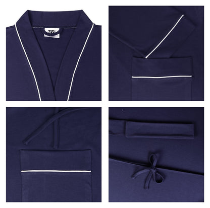 Ny Threads Men'S Robe Cotton Blend Knit Bathrobe, Large, Navy