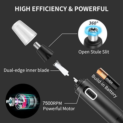 Nose Hair Trimmer 3-In-1 Versatile Rechargeable Ear and Nose Trimmer for Men&Women Painless Electric Shaver Grooming Kit for Ear Beard Facial Pubic Hair Wet Dry Use