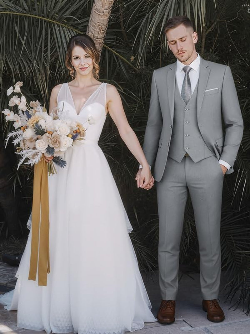 Men'S 3-Piece Slim Fit Suit Set-2-Button Blazer,Vest & Pants-Formal Wedding,Prom,Party & Business Tuxedo