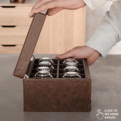 8 Slot Watch Box with Storage Drawer – Premium Watch Storage Case for Men | 2.2-Inch Wide Pillows Hold Small & Ovesized Watches (Brown)