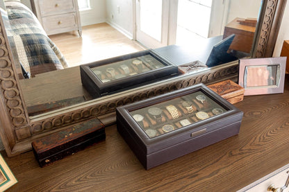 Mariner Mens Watch Box Storage Case for Large Watches, PU Leather Organizer, Wrist Display Holder