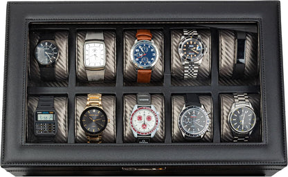 Mariner Mens Watch Box Storage Case for Large Watches, PU Leather Organizer, Wrist Display Holder