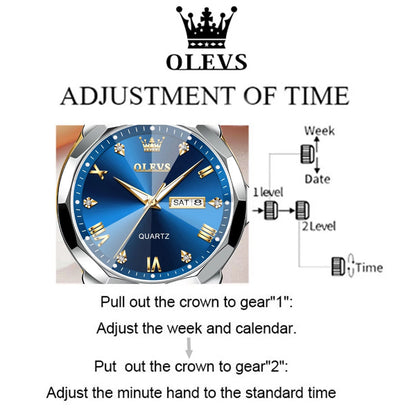 Watches for Men Business Dress Analog Quartz Two Tone Gold Plated Stainless Steel Classic Waterproof Luminous Date Casual Mens Wrist Watches Reloj Para Hombre