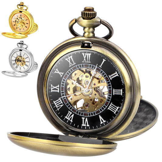 Classic Men'S Mechanical Retro Pocket Watch Movement Pocket Watch with Chain
