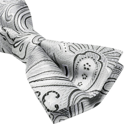 Suspenders for Men Paisley Floral Self Tied Bow Tie and Suspender Pocket Square Sets Adjustable Wedding Braces