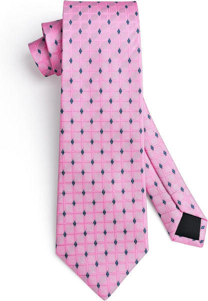 Plaid Checkered Tie Handkerchief Woven Classic Formal Men'S Necktie & Pocket Square Set