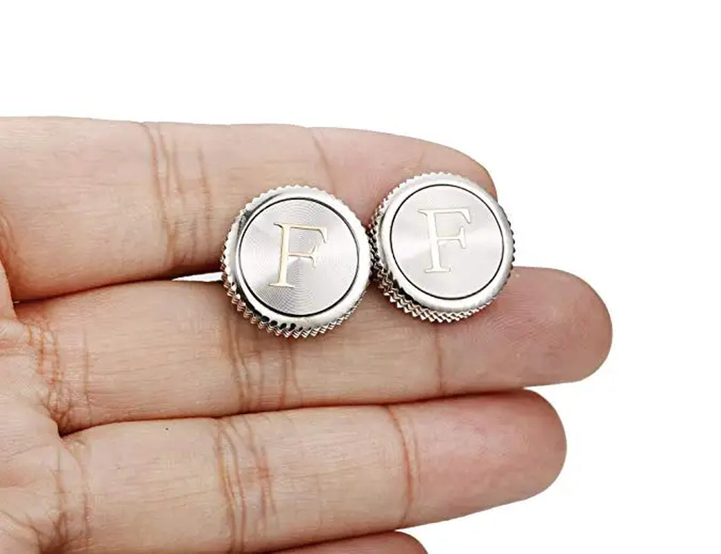 Round 26 Letters A-Z Cufflinks for Mens Shirt Suit Cuff Simple Wedding Buttons Business Initials French Cufflink