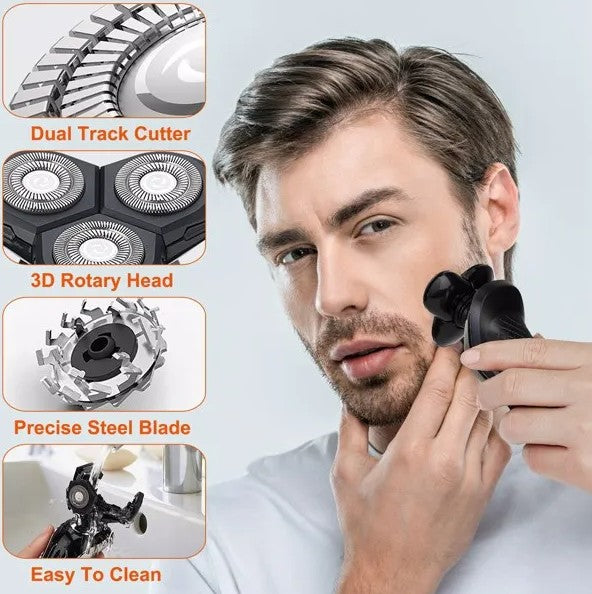 5 in 1 Electric Razor Shaver Rechargeable Cordless Head Beard Trimmer Shaver Kit IPX6 Waterproof Dry Wet Grooming Kit