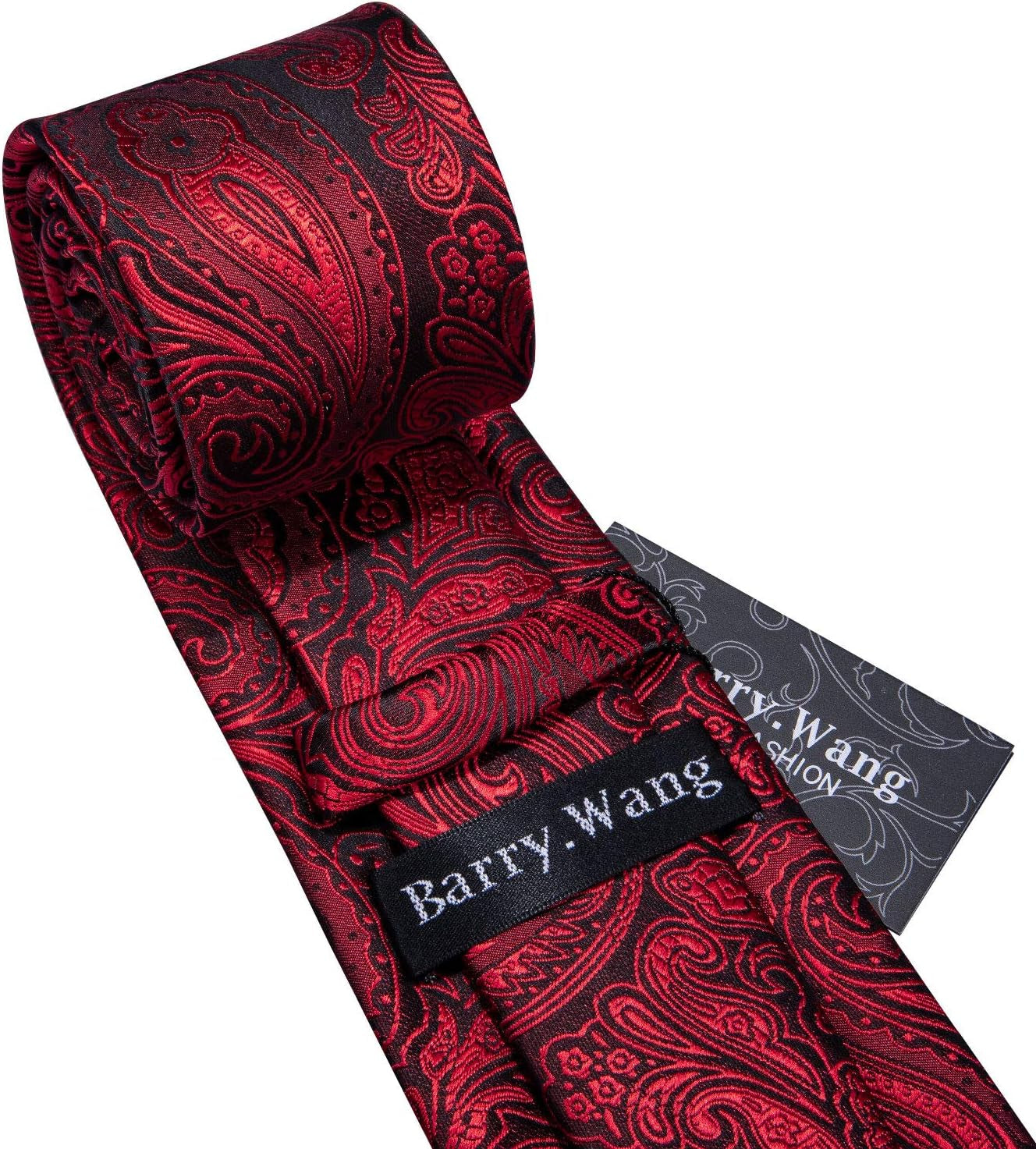 Men Ties Paisley Woven Silk Necktie Set with Pocket Suqare Cufflinks Formal