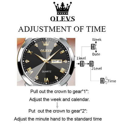 Watches for Men Business Dress Analog Quartz Two Tone Gold Plated Stainless Steel Classic Waterproof Luminous Date Casual Mens Wrist Watches Reloj Para Hombre