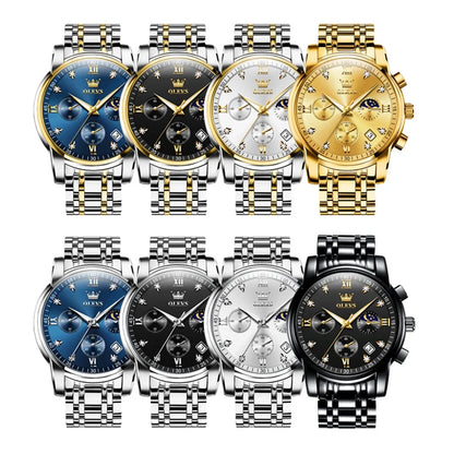 Watches for Men, Mens Watches Gifts for Men Chronograph Analog Quartz Luxury Casual Classic Diamond Waterproof Luminous Gold Stainless Steel Reloj Para Hombre
