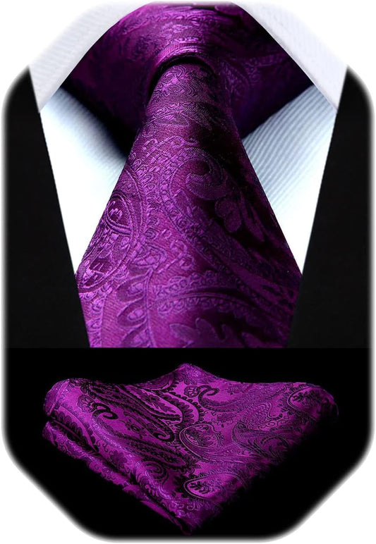 Paisley Ties for Men Solid Tie Handkerchief Floral Men'S Necktie & Pocket Square Set Wedding Classic Mens Ties