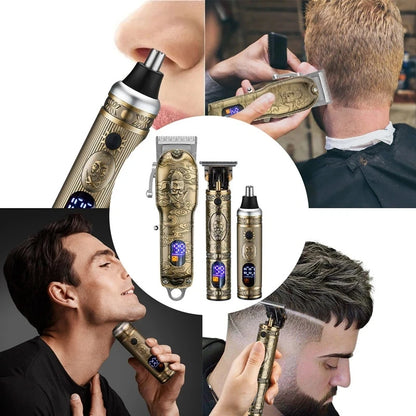 Professional Hair Clippers Set Barber Cutting Machine Electric Hair Trimmers for Men Grooming Kit Cordless Nose Cutter Clipper