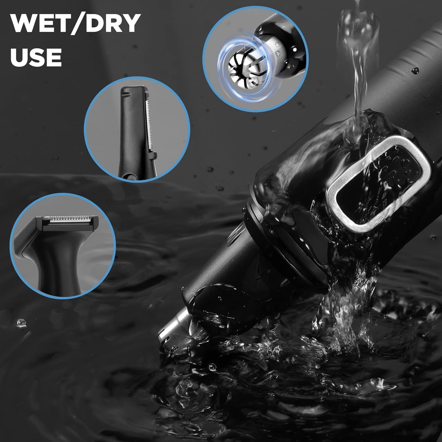 Nose Hair Trimmer 3-In-1 Versatile Rechargeable Ear and Nose Trimmer for Men&Women Painless Electric Shaver Grooming Kit for Ear Beard Facial Pubic Hair Wet Dry Use