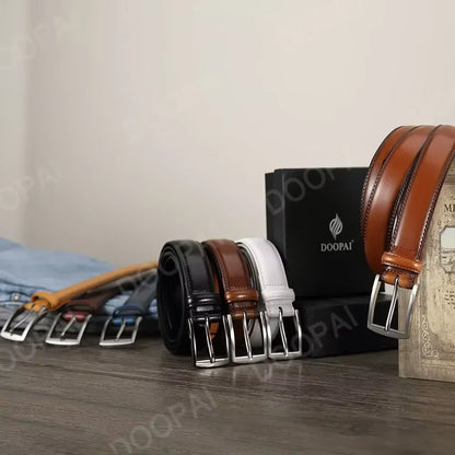 Men Belts High Quality Leather LONG Large Pin Buckle Metal Automatic Buckle Male Belts Strap Male