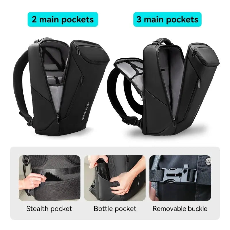 Business Backpack for Men Waterproof and Travel Laptop Backpack with USB Charging, Fits 17 Inch Laptop and Tech Gear