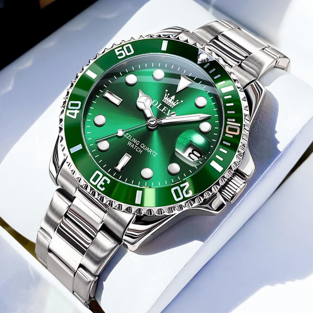 Luxury Watches for Men Big Face Stainless Steel Business Dress Analog Quartz Watch with Day Waterproof Luminous Mens Wrist Watch