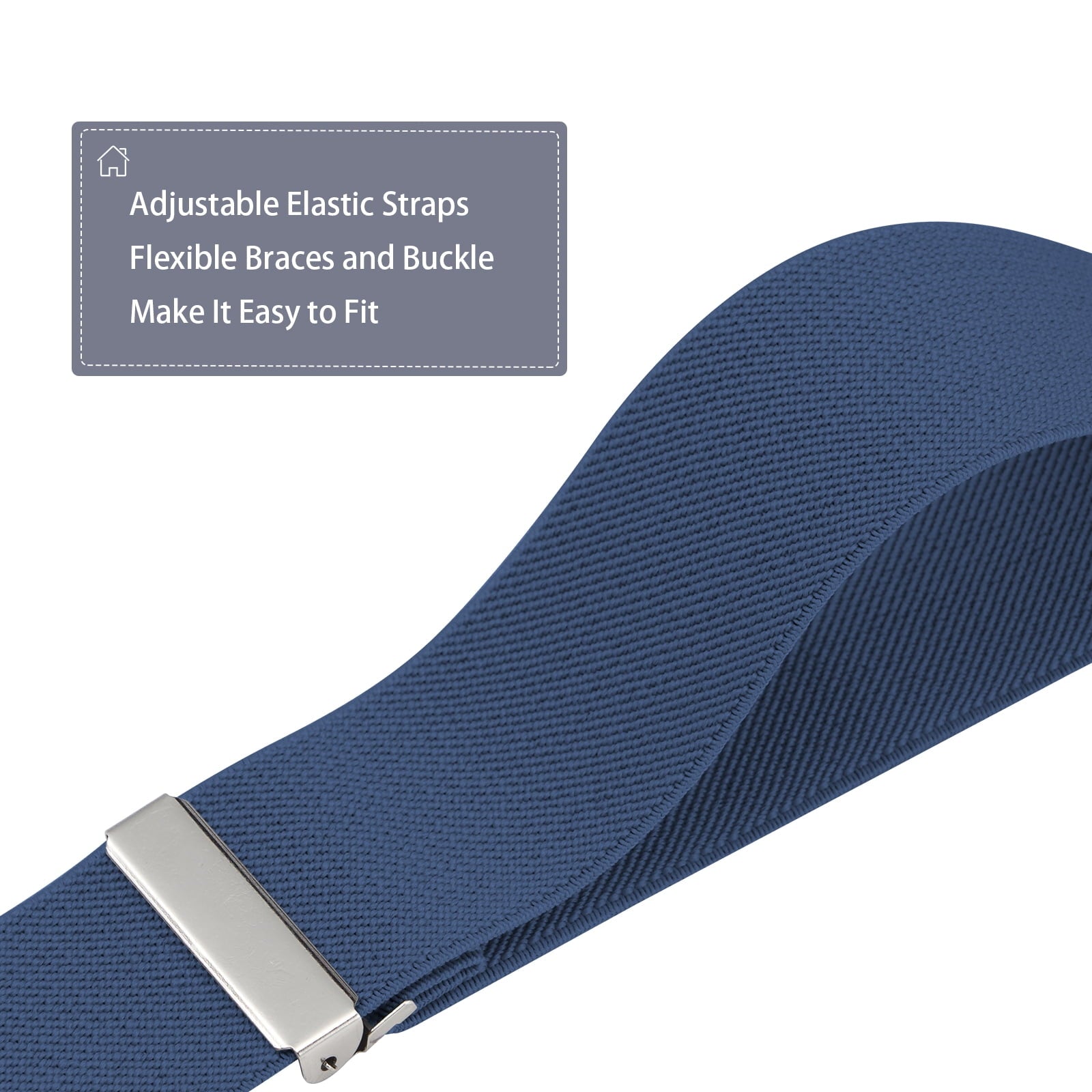 Men'S Suspenders, with Heavy Duty Clip Wide X-Back for Work Adjustable Suspenders （Blue）
