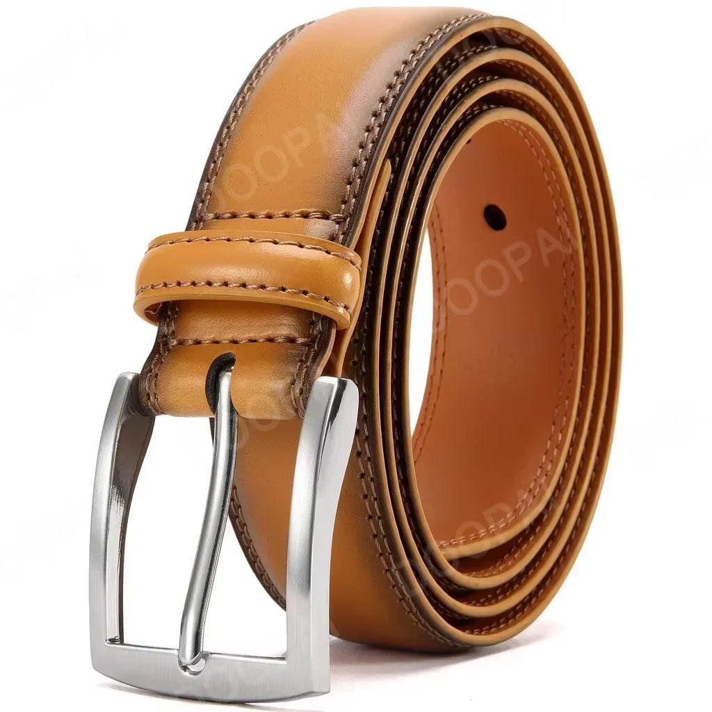 Men Belts High Quality Leather LONG Large Pin Buckle Metal Automatic Buckle Male Belts Strap Male