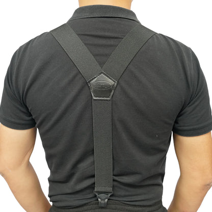 Melo Tough Y Back Suspenders Airport Friendly Suspenders, No Buzz with Plastic Clip 1.5 Inch Fully Elastic Braces