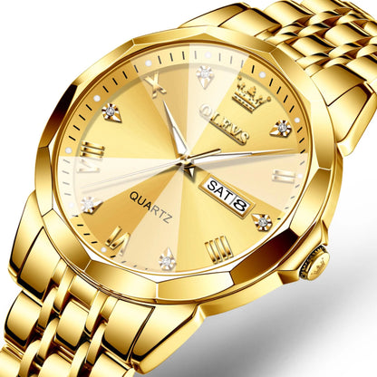 Watches for Men Business Dress Analog Quartz Two Tone Gold Plated Stainless Steel Classic Waterproof Luminous Date Casual Mens Wrist Watches Reloj Para Hombre