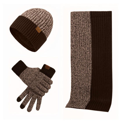 3Pcs Winter Hat Scarf Gloves Kit Beanie Hat & Long Scarf & Gloves Gift