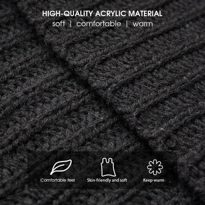 3Pcs Winter Hat Scarf Gloves Kit Beanie Hat & Long Scarf & Gloves Gift