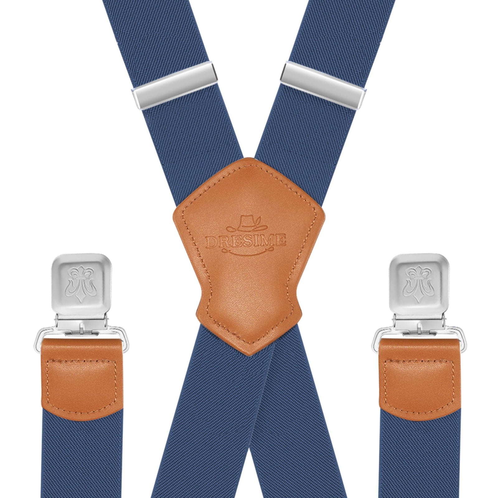 Men'S Suspenders, with Heavy Duty Clip Wide X-Back for Work Adjustable Suspenders （Blue）