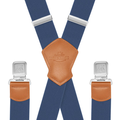 Men'S Suspenders, with Heavy Duty Clip Wide X-Back for Work Adjustable Suspenders （Blue）