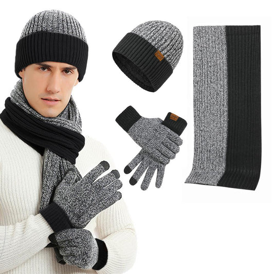 3Pcs Winter Hat Scarf Gloves Kit Beanie Hat & Long Scarf & Gloves Gift