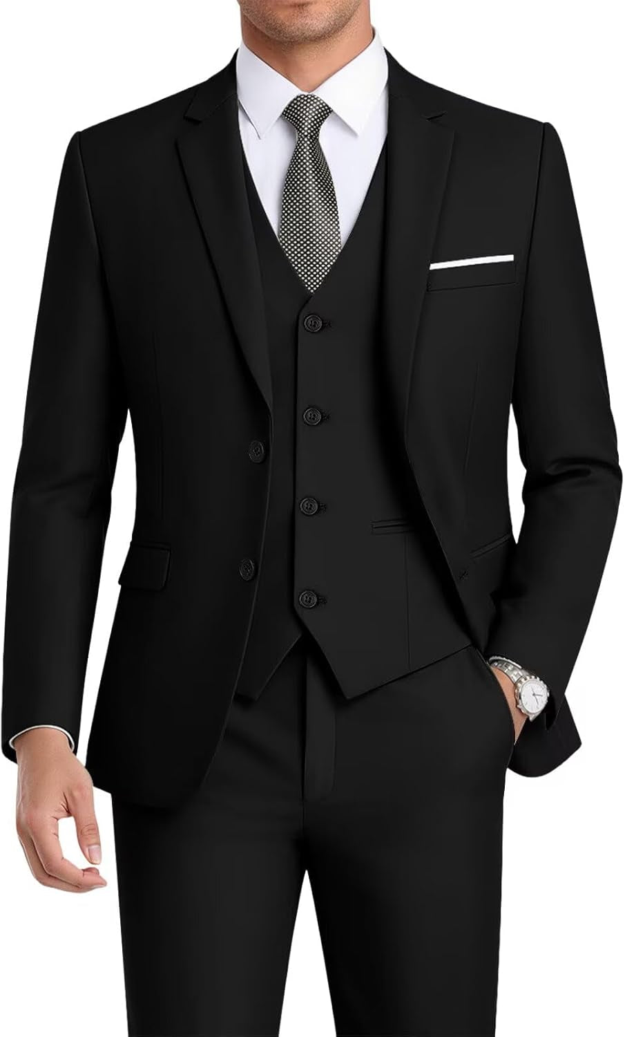 Men'S 3-Piece Slim Fit Suit Set-2-Button Blazer,Vest & Pants-Formal Wedding,Prom,Party & Business Tuxedo