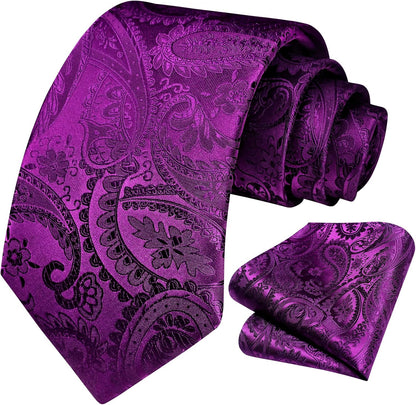 Paisley Ties for Men Solid Tie Handkerchief Floral Men'S Necktie & Pocket Square Set Wedding Classic Mens Ties