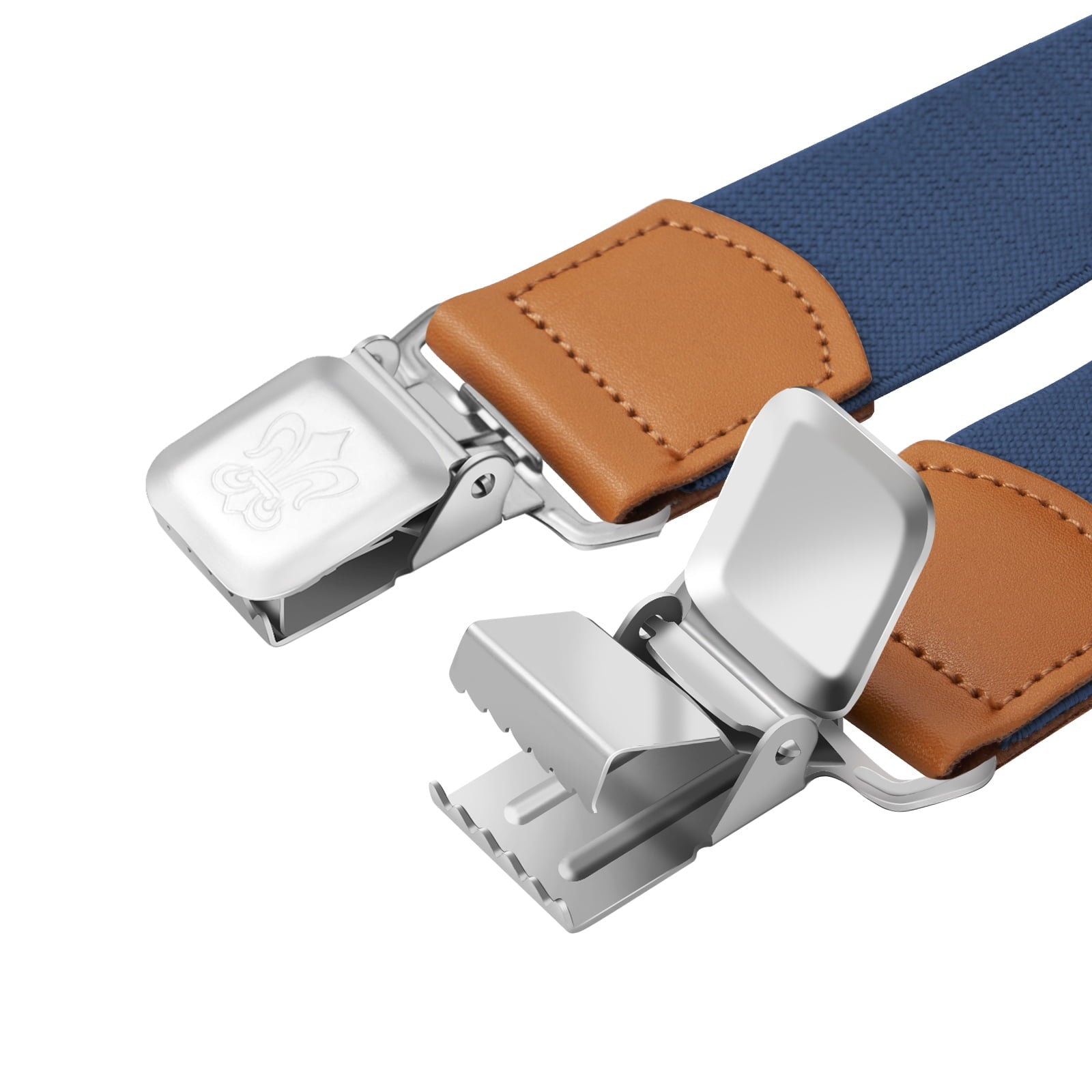 Men'S Suspenders, with Heavy Duty Clip Wide X-Back for Work Adjustable Suspenders （Blue）