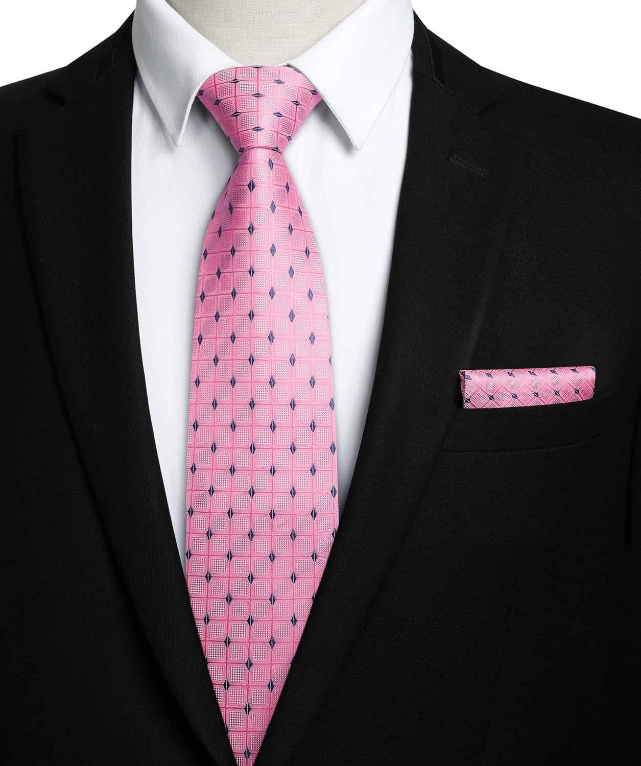 Plaid Checkered Tie Handkerchief Woven Classic Formal Men'S Necktie & Pocket Square Set