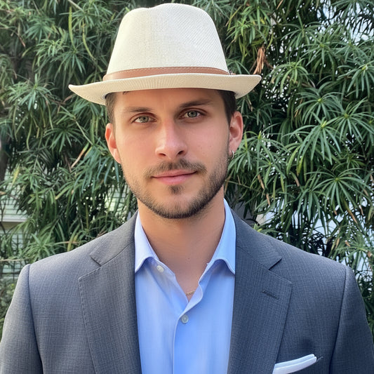 Panama Style Trilby Fedora Straw Sun Hat with Leather Belt