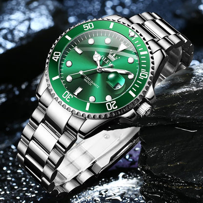 Luxury Watches for Men Big Face Stainless Steel Business Dress Analog Quartz Watch with Day Waterproof Luminous Mens Wrist Watch