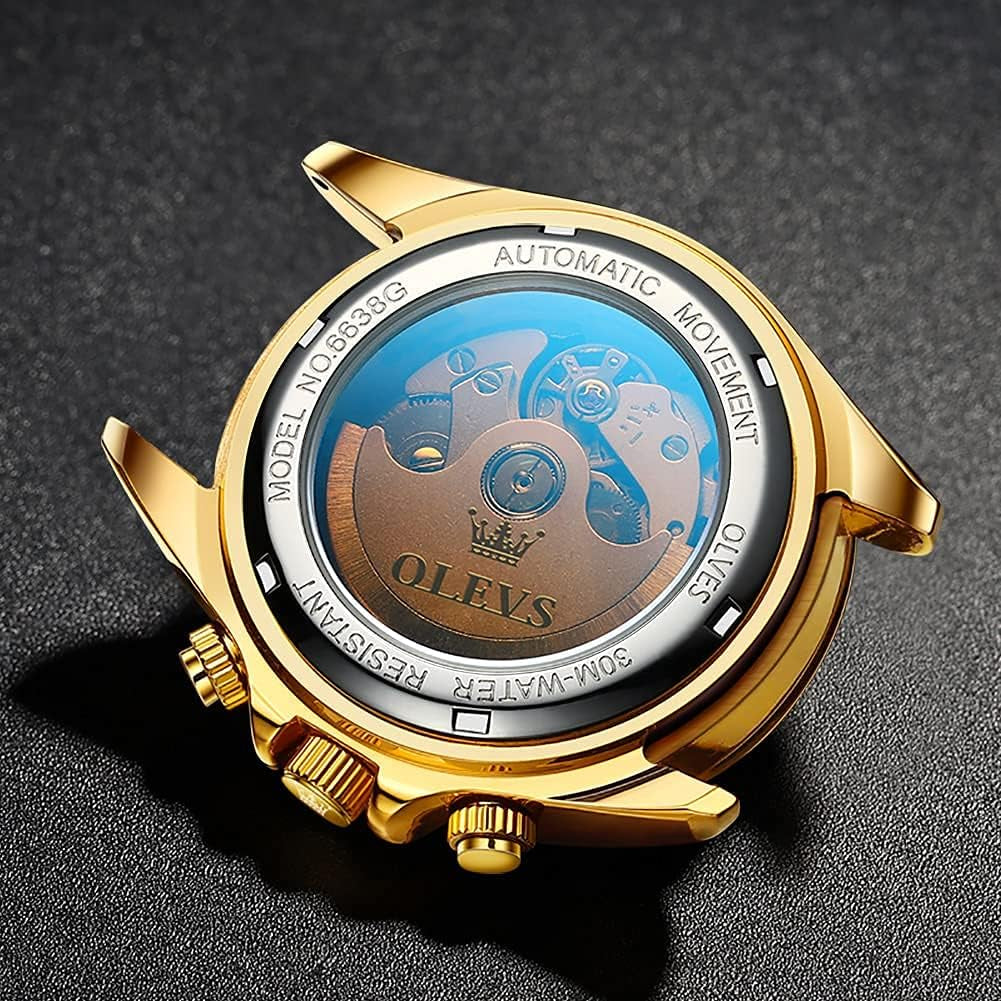 Automatic Gold Watches for Men Luxury Classic Stainless Steel Calendar Luminous Waterproof Watches for Men
