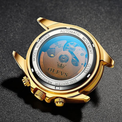 Automatic Gold Watches for Men Luxury Classic Stainless Steel Calendar Luminous Waterproof Watches for Men