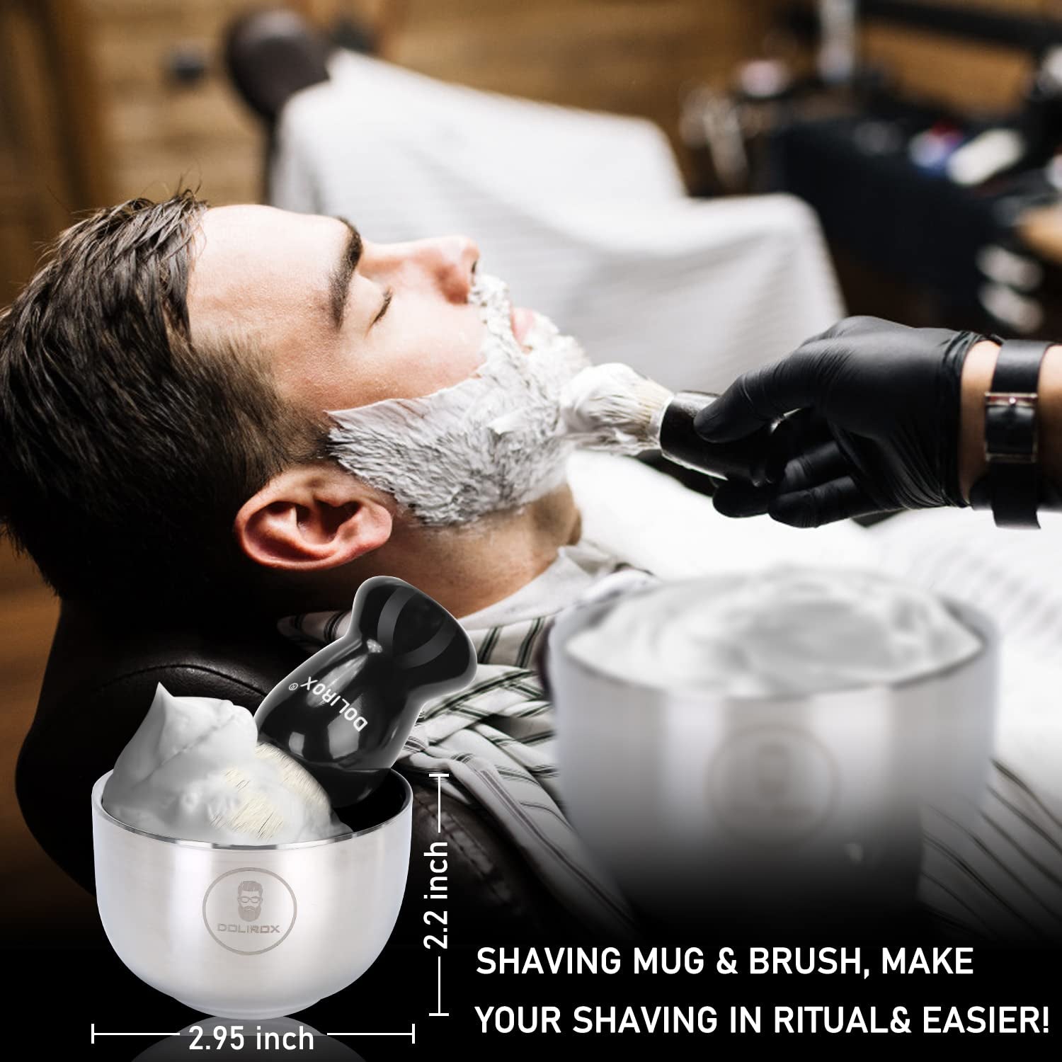 Shaving Kit for Men, Includes Straight Razor for Men, Shaving Cream, Pre Shave Oil, after Shave Balm for Men,Shaving Brush and Bowl, Beard Apron Bib, Gifts Set for Men Him Boyfriend Stocking Stuffers