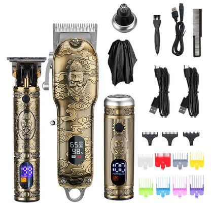 Professional Hair Clippers Set Barber Cutting Machine Electric Hair Trimmers for Men Grooming Kit Cordless Nose Cutter Clipper